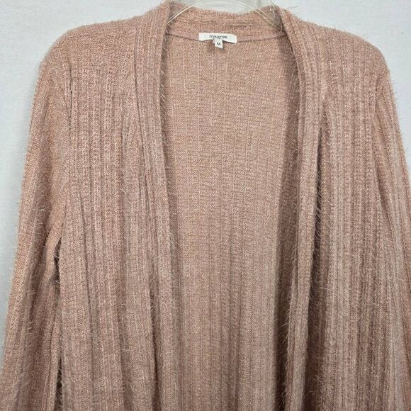 Maurices Fuzzy Ribbed Long Open Cardigan M Pink - Picture 4 of 9